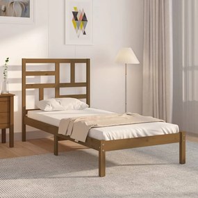 vidaXL Estrutura de cama 100x200 cm madeira maciça castanho mel
