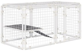 PawHut Recinto Modular Animais Estimação Coelhos 9 Painéis Seguro e Prático 68x68 2x2 5cm Trava Escada Branco | Aosom Portugal