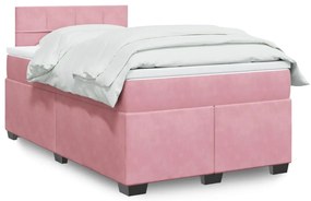 Cama boxspring com colchão 120x200 cm veludo rosa