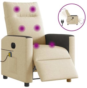 vidaXL Poltrona de massagens reclinável elétrica tecido creme