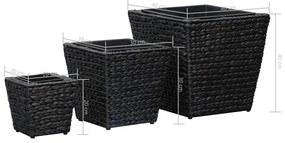 Vasos/floreiras 3 pcs jacinto de água preto