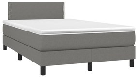 Cama box spring c/ colchão e LED 120x190 cm tecido cinza-escuro