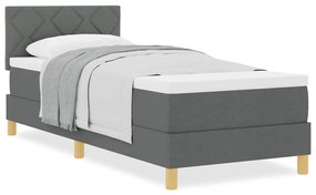 Cama Box Spring com Colchão Cinza Escuro 80x200 cm Tecido