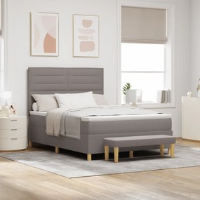 vidaXL Cama Box Spring com Colchão &amp; Banco Taupe 140x190 cm Tecido