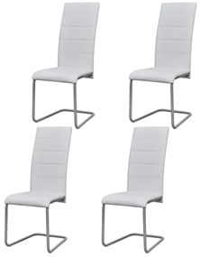 Cadeiras de jantar cantilever 4 pcs couro artificial branco