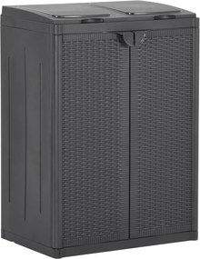 vidaXL Caixote do lixo com 2 portas 65x45x88 cm PP preto