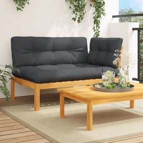vidaXL Sofá de canto para jardim com almofadões acácia maciça