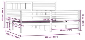 Estrutura de cama 200x200 cm madeira maciça branco