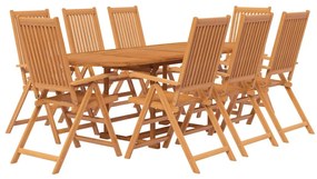 9 pcs conjunto de jantar para jardim madeira de acácia maciça