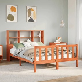vidaXL Cama com estante sem colchão 160x200 cm madeira maciça