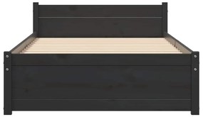 Estrutura de cama 90x200 cm madeira maciça preto