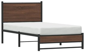 Estrutura de cama sem colchão 90x200 cm metal carvalho castanho