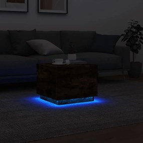 Mesa de centro com luzes LED 50x50x40 cm carvalho fumado