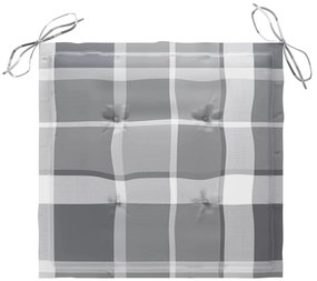 Cadeiras de jardim c/ almofadões xadrez cinzento 8 pcs teca