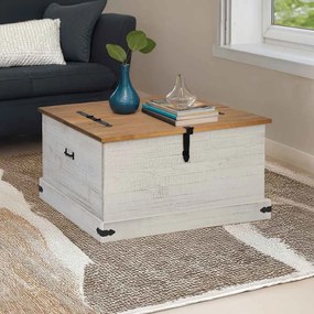 vidaXL Caixa de arrumação HALDEN 91x91x47 cm pinho maciço branco