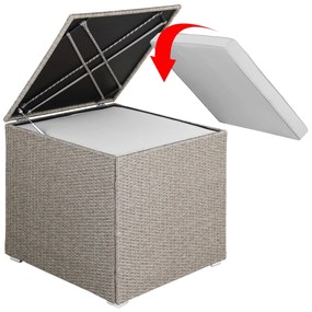 Caixa Arrumação Jardim para almofadas Polyrattan 75 x 75 x 70 cm 318L Creme