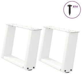 vidaXL Pés para mesa de centro em formato de U, 2 peças, branco, 50x(30-31) cm, aço