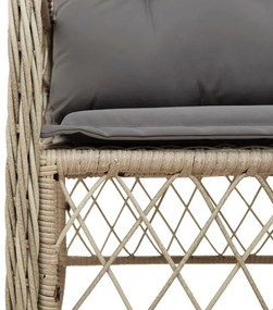 3 pcs conjunto bistrô com almofadões vime PE bege misturado