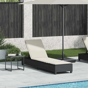 Espreguiçadeira com almofadas 55x200x25,5cm vime PE preto
