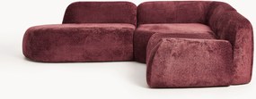 Sofá de canto modular em teddy-bouclé com chaise longue Wolke (4 lugares)