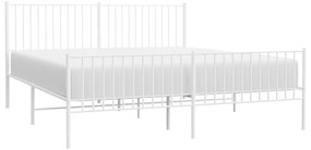 Estrutura de cama com cabeceira e pés 183x213 cm metal branco