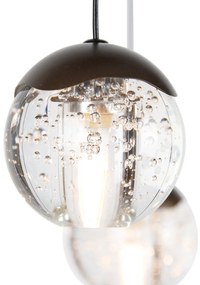 Candeeiro de suspensão design bronze escuro com vidro transparente 12 luzes - Inge