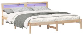 Estrutura da Cama com luzes de tira LED com cabeceira Castanho 180 x 2