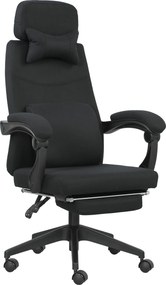 Vinsetto Cadeira de escritório grande conforto encosto ajustável descanso para os pés rodízios 360° linho 62 x 68 x 127 cm preto | Aosom Portugal