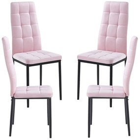 Pack 4 Cadeiras Lan Veludo - Rosa