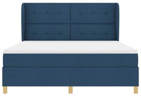 Cama Box Spring VidaXL Azul com Colchão 180x200 cm Tecido