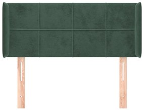 Cabeceira de cama c/ abas veludo 93x16x78/88 cm verde-escuro