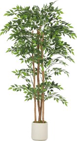 HOMCOM Banyan artificial Planta artificial com tronco de madeira maciça, vaso, para sala de estar, quarto, escritório 75 x 75 x 180 cm Verde | Aosom Portugal