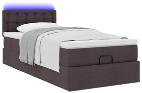 Cama otomana com colchão 100x200 cm tecido castanho escuro