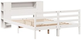 Cama com estante sem colchão 140x190 cm pinho maciço branco