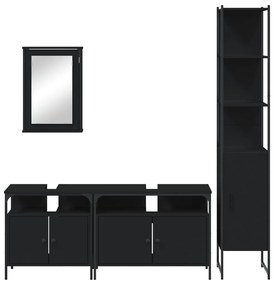 4 pcs conjunto móveis casa de banho derivados de madeira preto