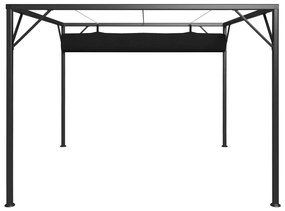 Gazebo de jardim com toldo retrátil 3x3 m antracite