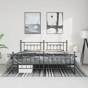 Estrutura de cama com cabeceira e pés 193x203 cm metal preto