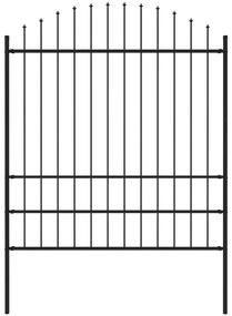 Cerca de jardim com topo em lanças (1,75-2)x1,7 m aço preto