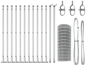 Cerca Euro com 13 postes flangeados, 0,4 x 25m, em aço galvanizado.