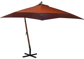 Guarda-sol de jardim suspenso com poste abeto maciço terracotta