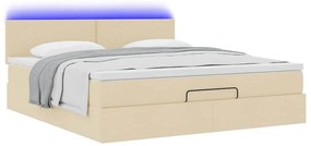 Estrutura de cama otomana com colchão tecido creme 160x200cm