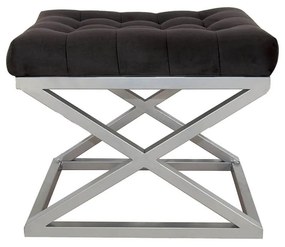 Pouffe Capraz – Silver Black – 50 cm x 42 cm x 40 cm