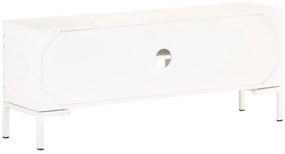 Móvel de TV 115x30x46 cm madeira de mangueira maciça branco