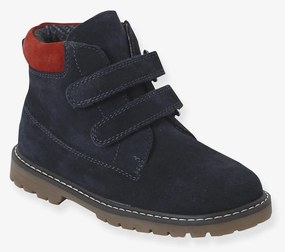 Botas em pele com barras autoaderentes, para menino  marinho