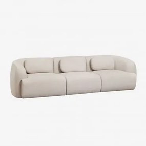 Sofá Modular De 3 Peças Em Chenille Coquette Chenille Bege Creme - Sklum