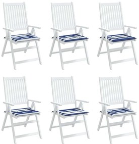 Almofadões p/ cadeira 2pcs 50x50x4 cm tecido riscas azul/branco