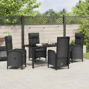 Conjunto de Jantar de Jardim com 5 Peças em Rattan Sintético Preto.