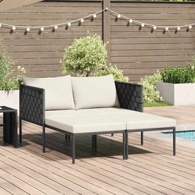 Espreguiçadeira vidaXL com almofadas para 2 pessoas Antacita 115x153x69,5 cm Aço