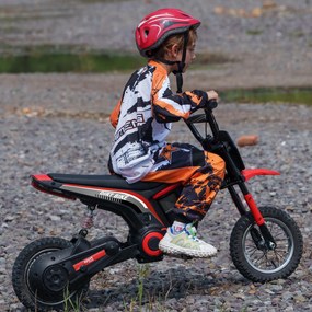 Mota de motocross elétrica para crianças, moto elétrica infantil, motor de 350 W, bateria de 12 V, 8-16 km/h, pneus insufláveis de 12'', vermelha