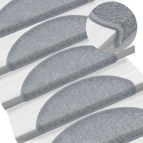 vidaXL Tapetes de escadas 10 pcs 65x24x4 cm cinzento-claro